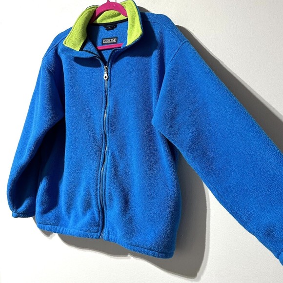 Land's End Womens Polartec Fleece Sweater Jacket Full Zip Sweatshirt Size L Blue - Picture 10 of 13